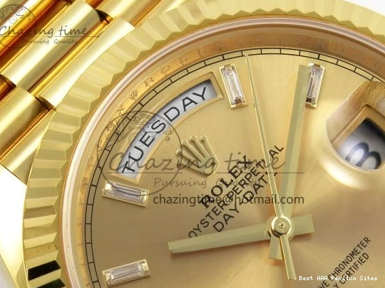 Best AAA Replica Sites Bezel ARF 228238 Crystal Diamonds Bracelet DayDate WrinkleFree 40 YG President VR 1550 on Steel 904L 0123